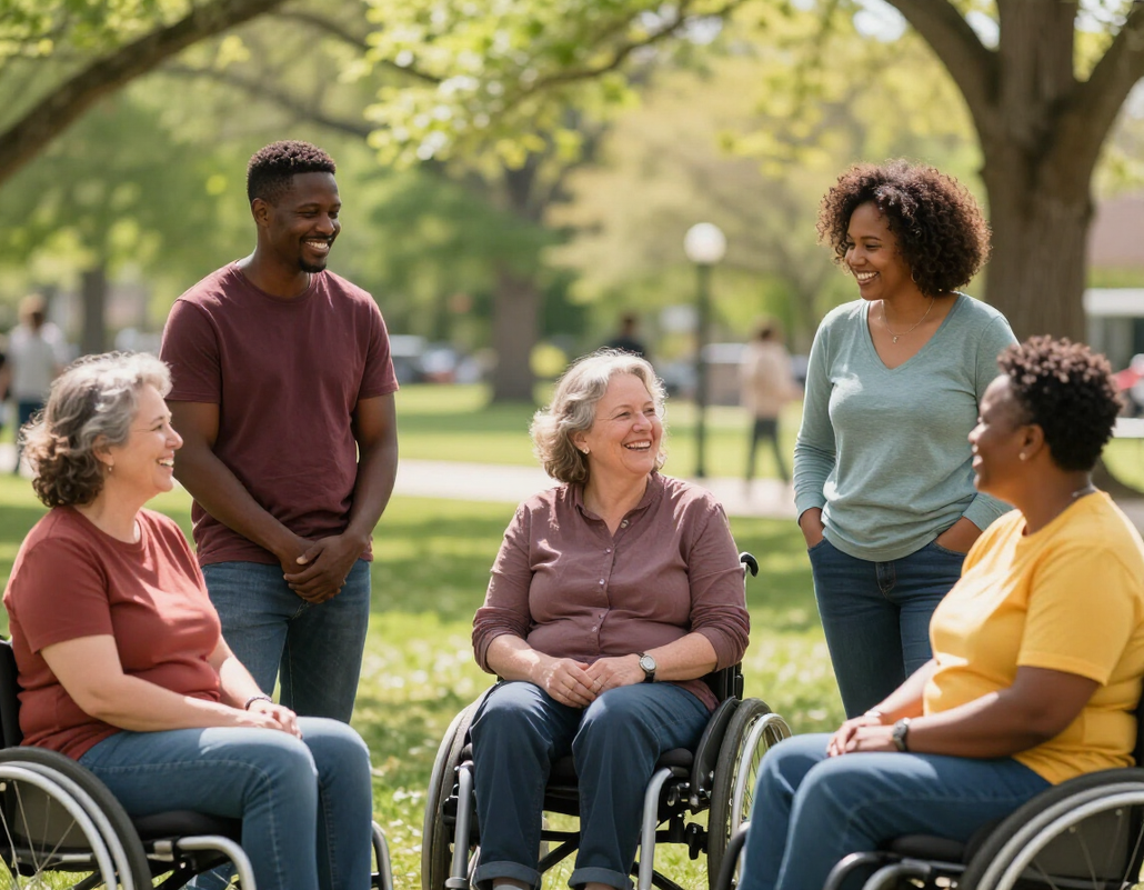 Participants sharing a joyful moment of connection and dignity