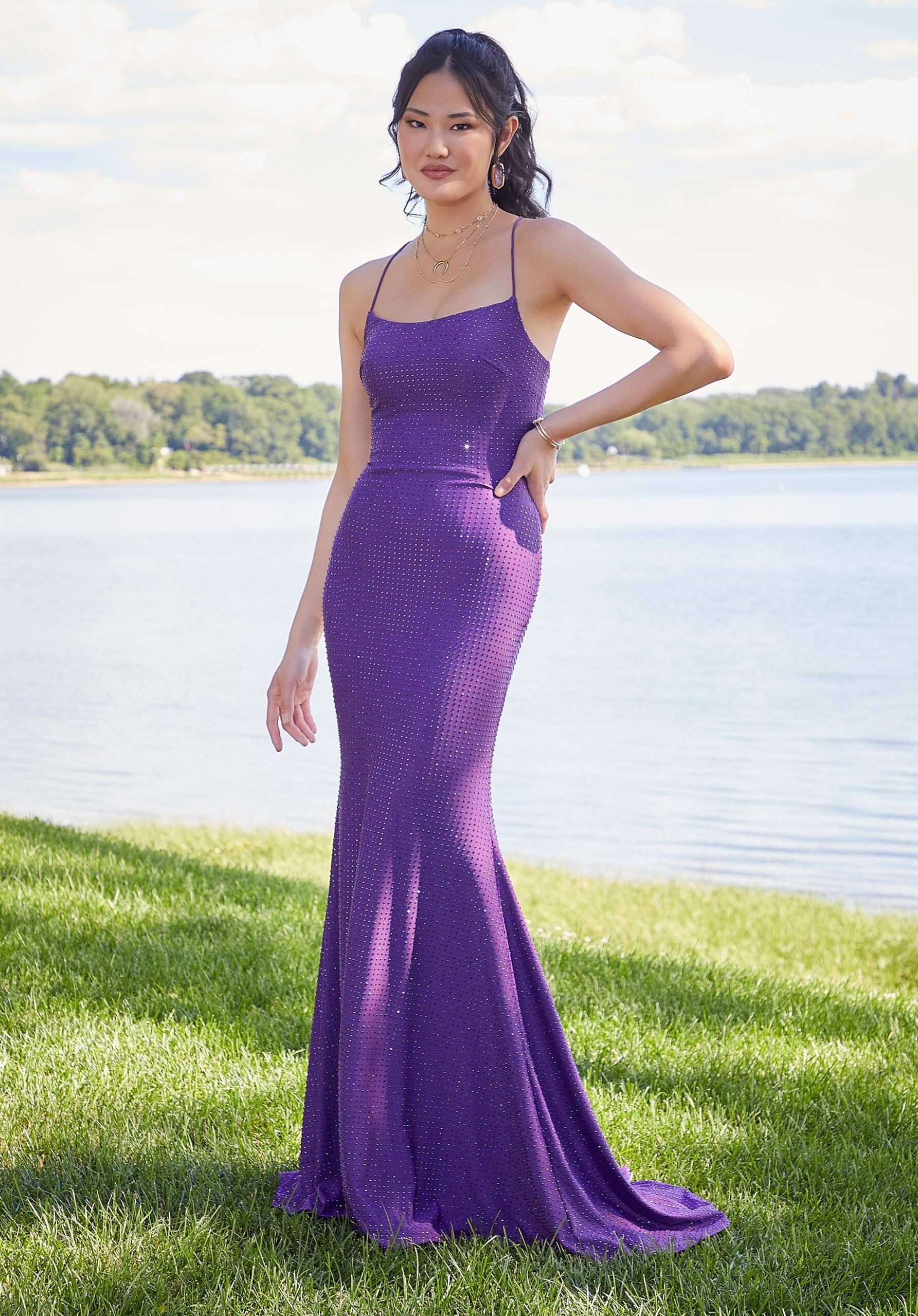 Square Neck Beaded Jersey