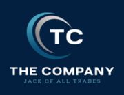 Logo for "The Company" featuring a white "TC" inside a teal and gray swoosh against a dark blue background.