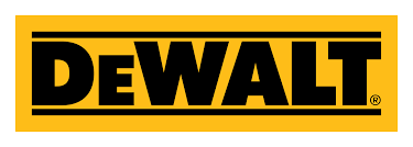 A yellow and black logo for dewalt on a white background