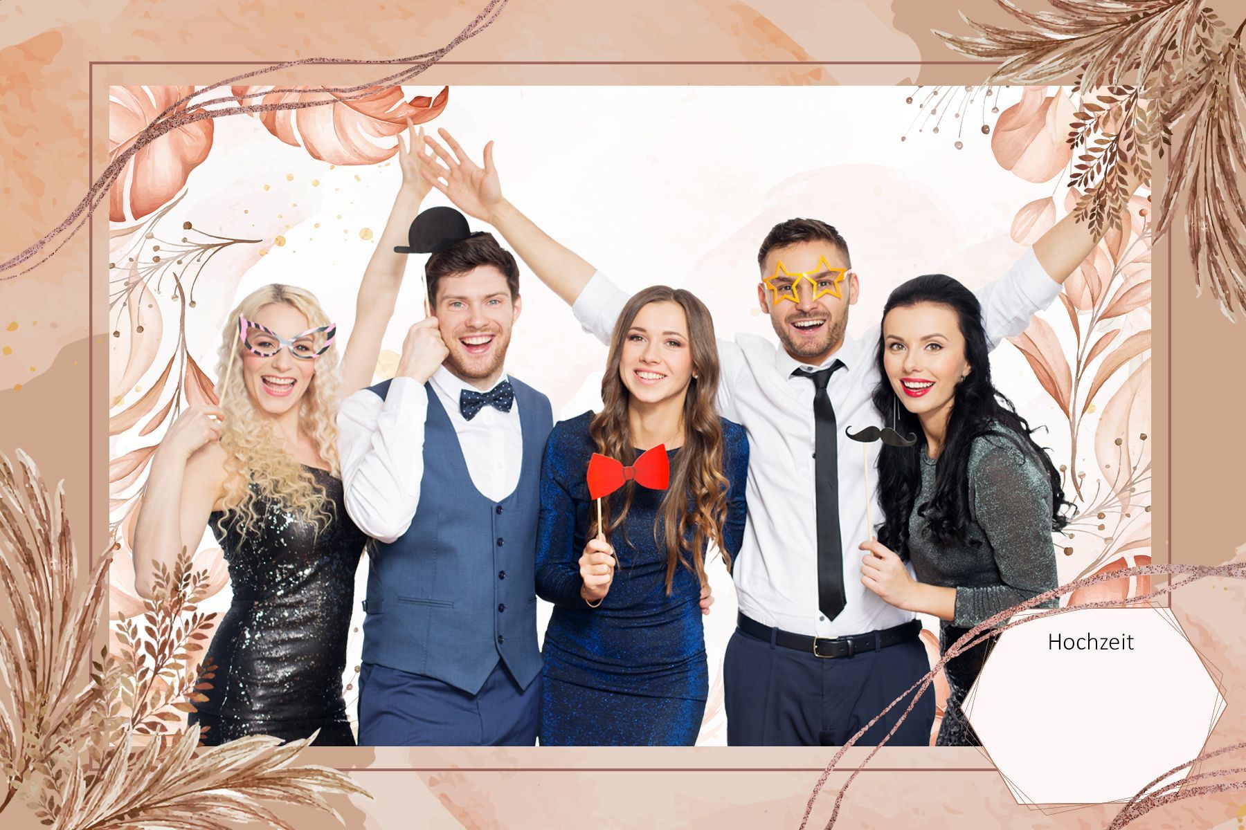 Hochzeitsvorlage in Boho mit passenden Hintergrund