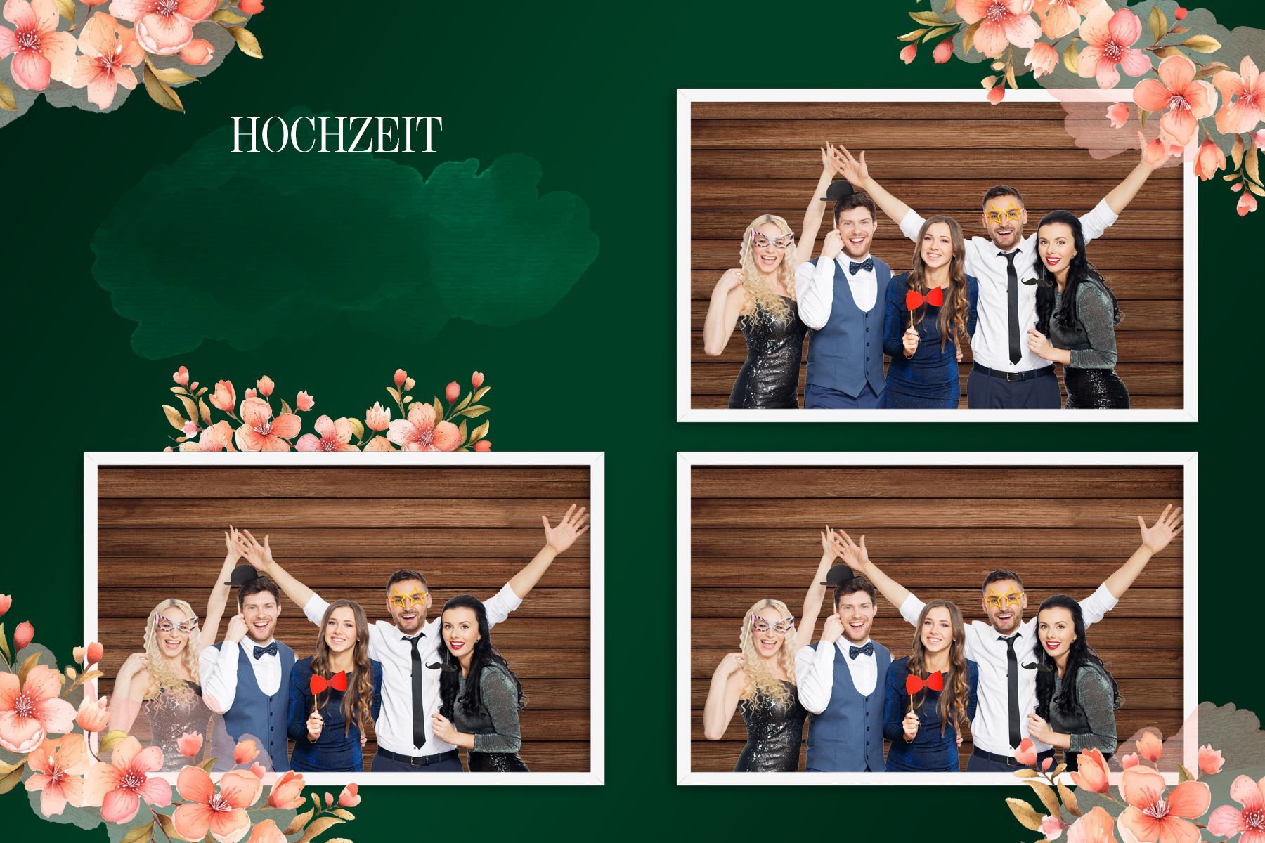 Druckvorlage für Hochzeit - Vorlage Pfirsich grün