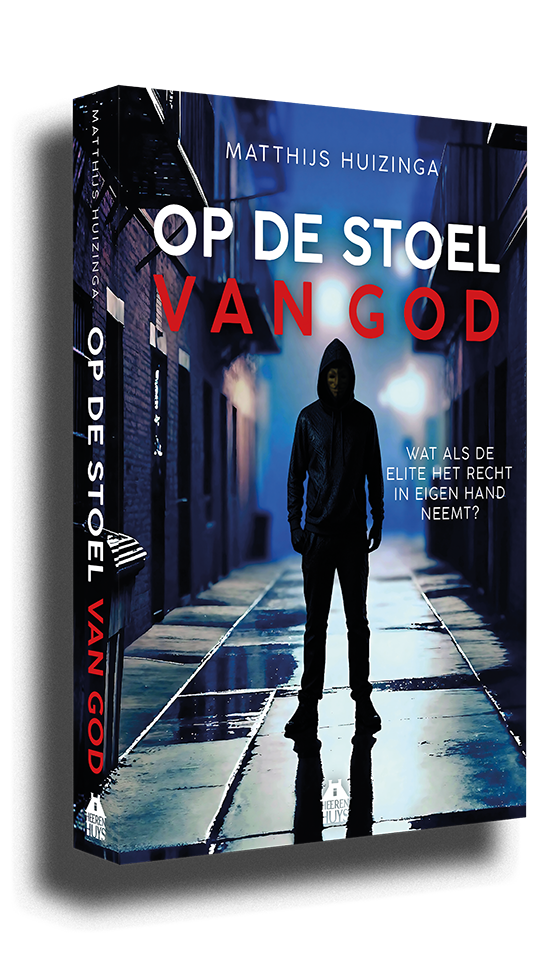 Boekcover van “Op de stoel van Gogh” met een silhouet van een man in een blauwverlichte gang.