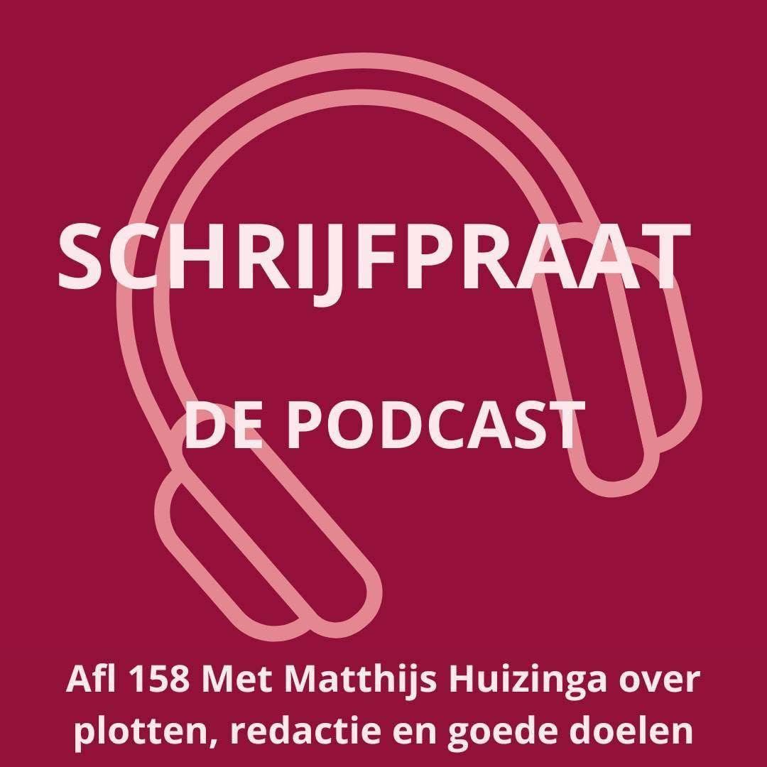 Roze podcastcover met witte koptelefoon en de tekst