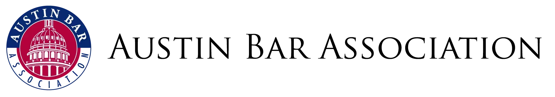 The Austin Bar Association logo featuring a circular emblem with the Texas State Capitol in red, surrounded by blue text.