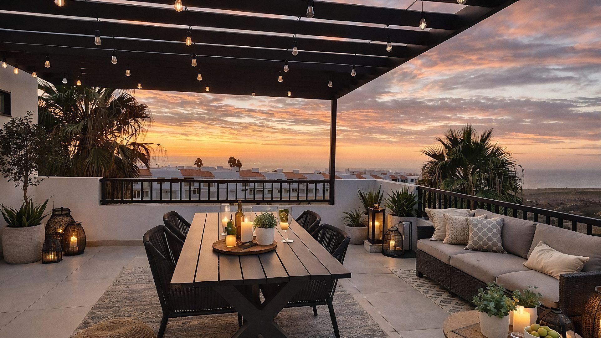 Roof garden privado de una casa en Monte Scénica, Playas de Tijuana, con terraza y vista al atardecer