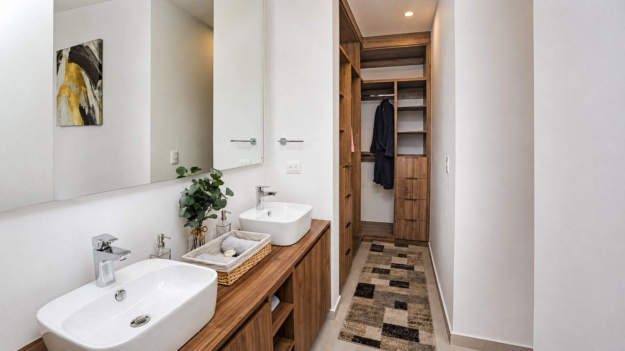 Baño y vestidor de la recámara principal en Monte Scénica
