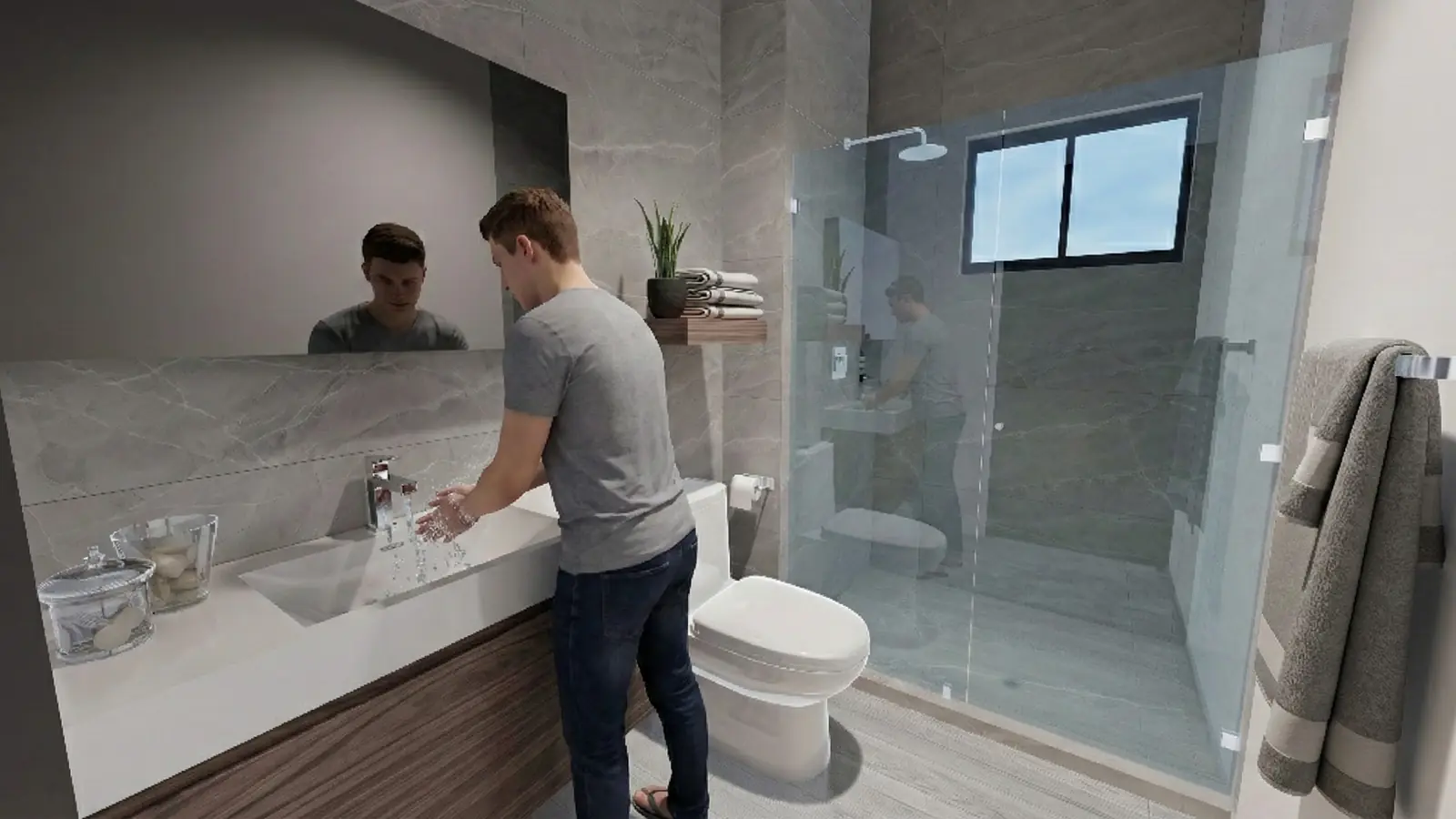 Baño con cancel de cristal