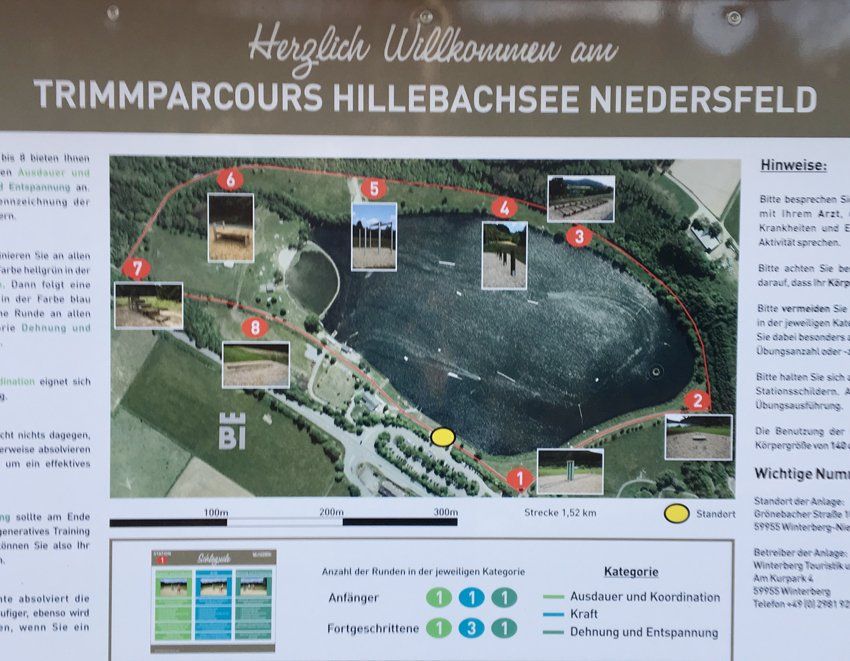 Trimmparcours Hillebachsee Niedersfeld. 