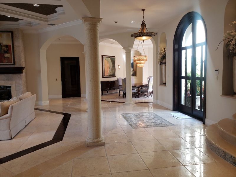 Light painted walls and trim in an entry hall
