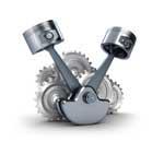 A pair of pistons and gears on a white background.