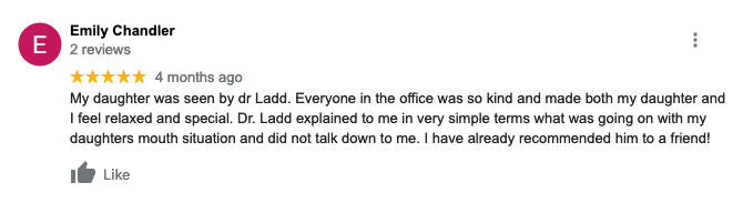 A review from emily chandler is being displayed on a white background.