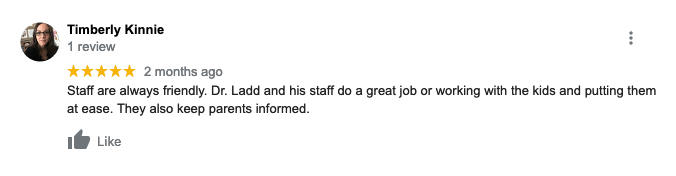 A woman is giving a review on a google review page.