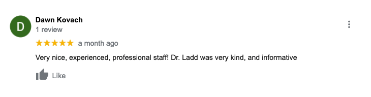 A review from a person on a google review page.