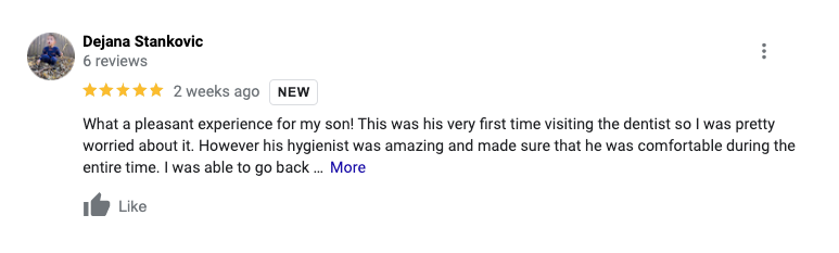 A screenshot of a review on a google review page.