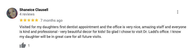 A screenshot of a review on a google review page.