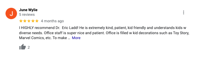 A blurred image of a google review for a doctor.