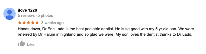 A blurred image of a google review for a dentist.