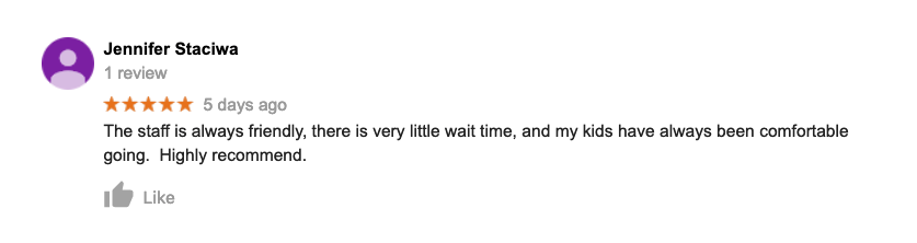 A screenshot of a google review from jennifer stacks.