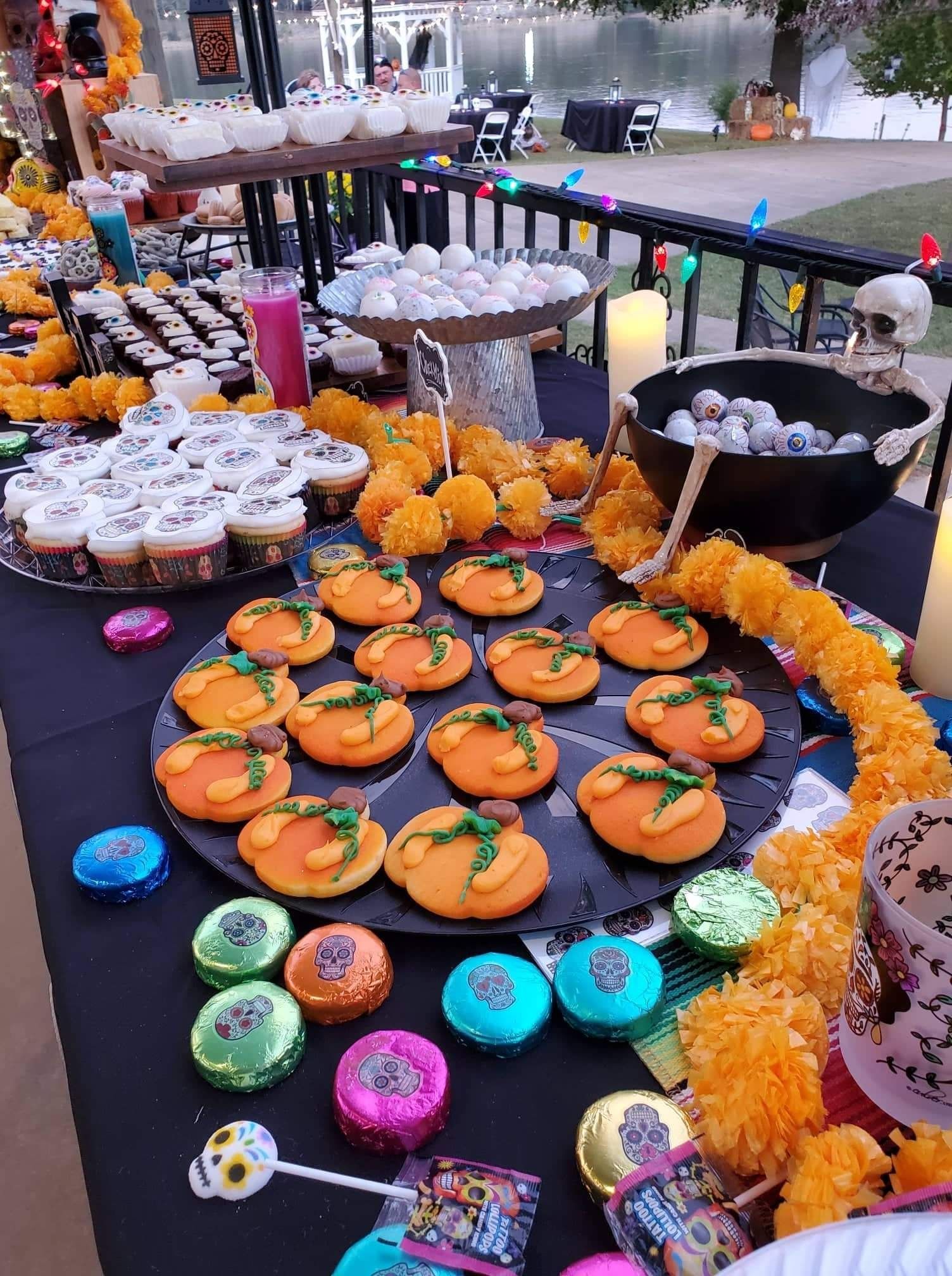 Halloween catering table setup