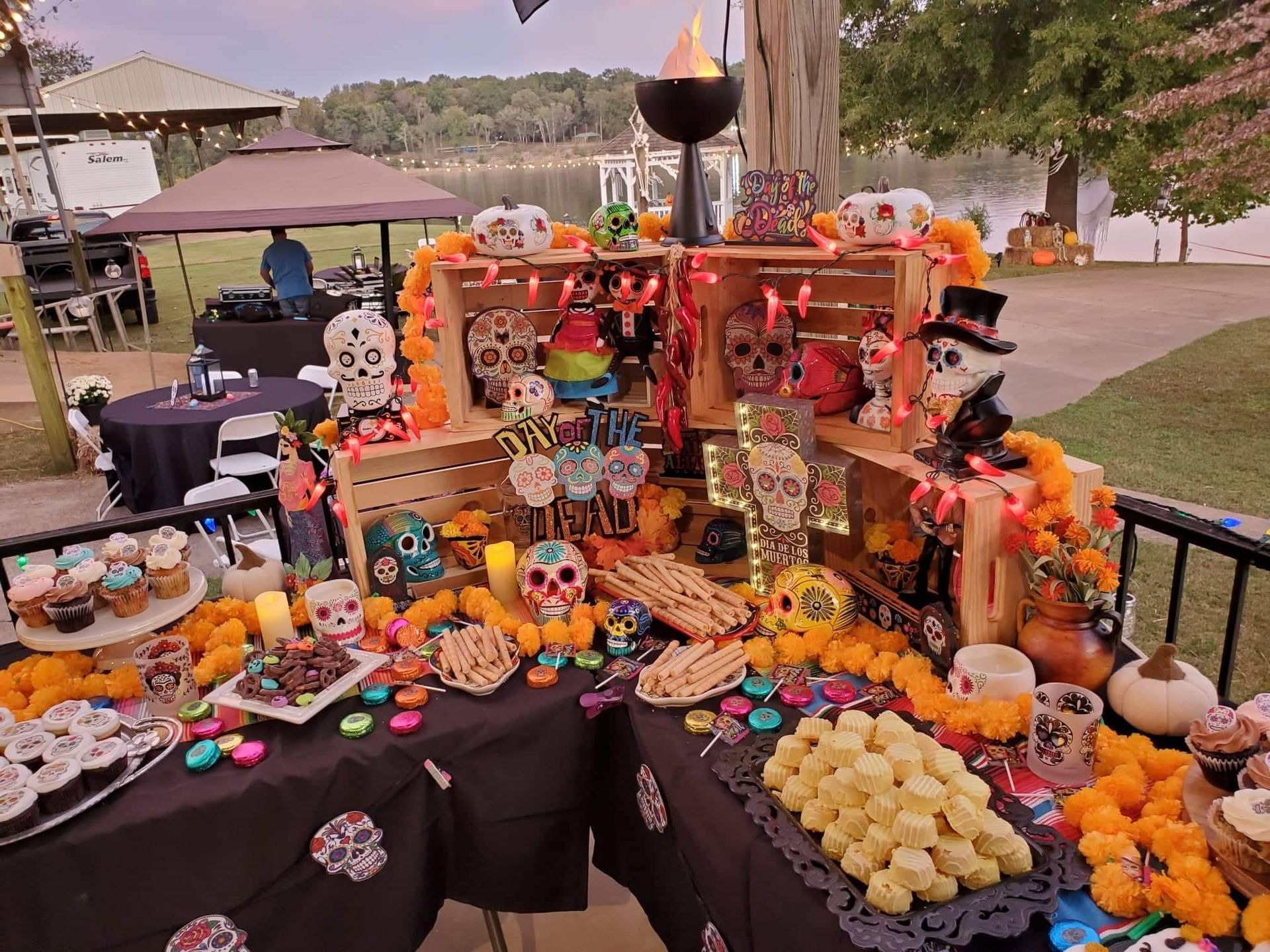 Halloween catering table setup