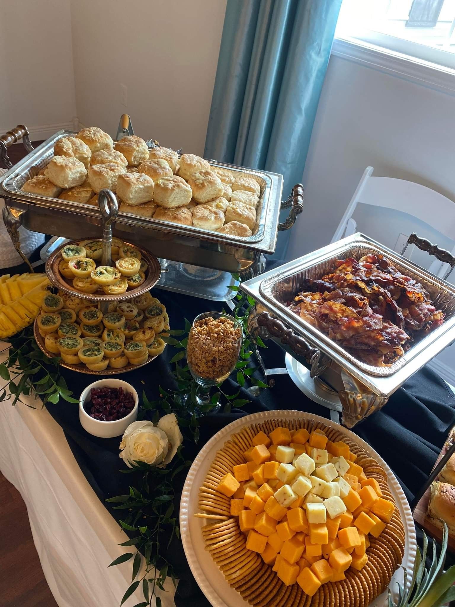 There are many different types of food on the table.