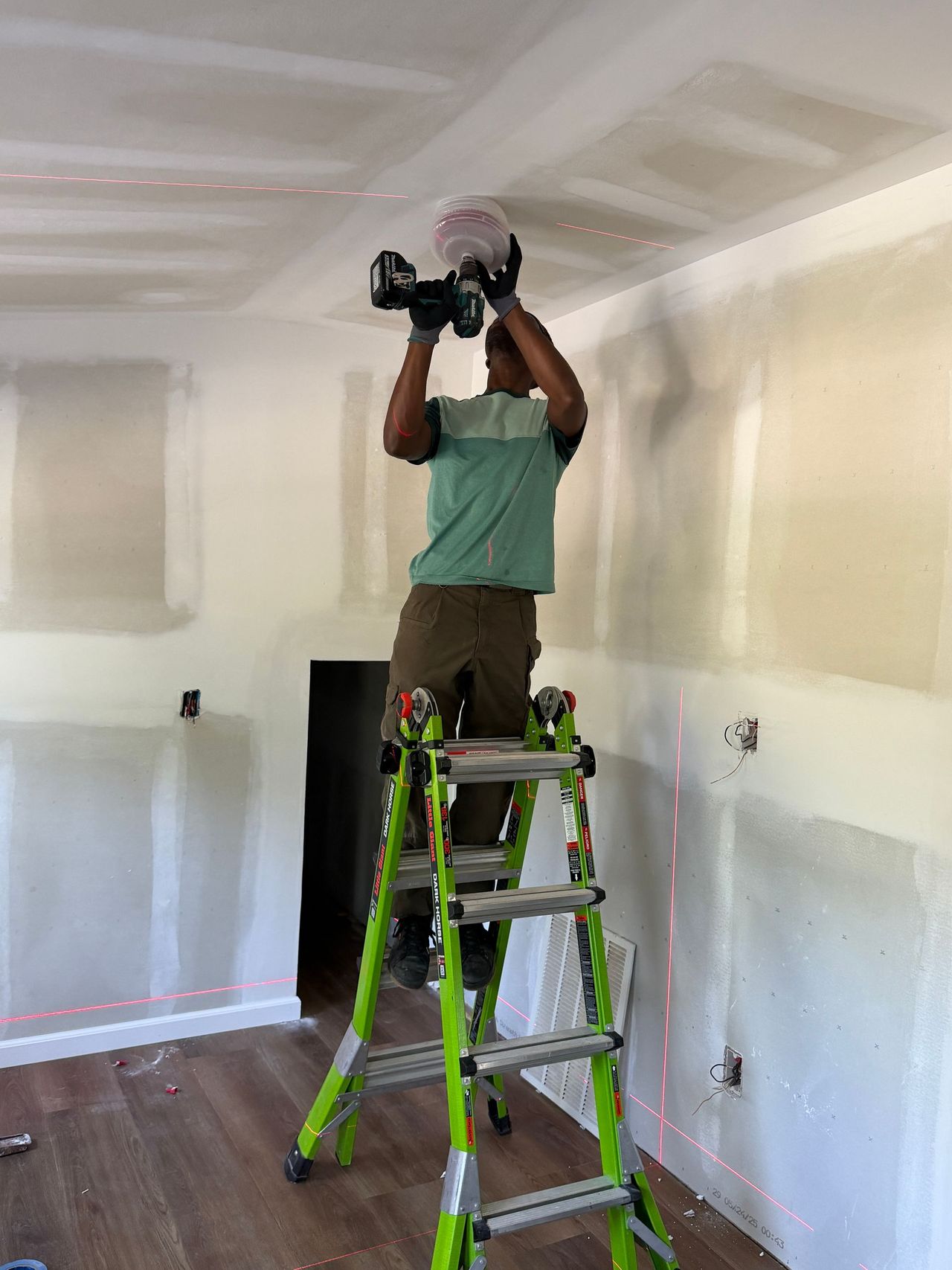 Electrician Installing Recessed Light in Salisbury, NC