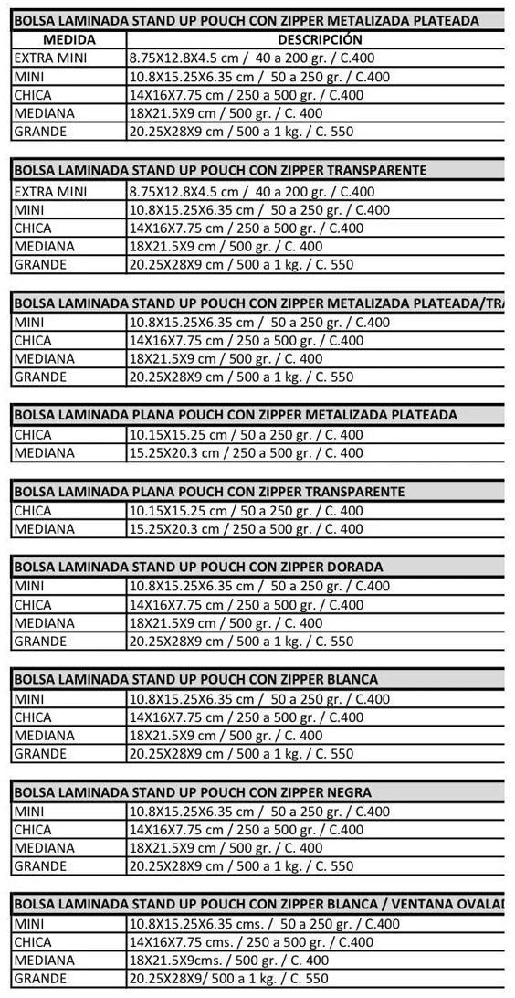 MEDIDA LAMINADA STAND UP PUCH