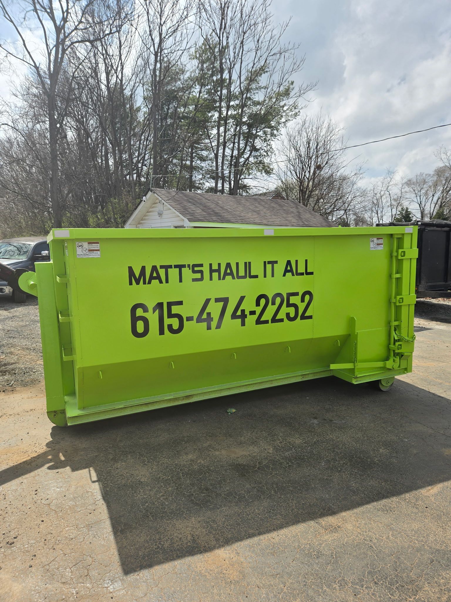 Green dumpster for rent
