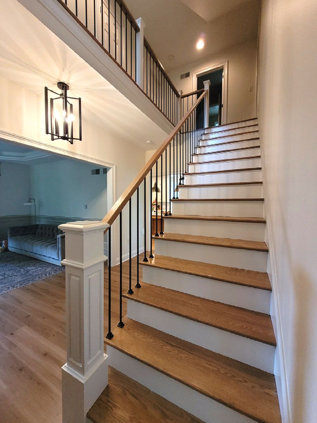 A staircase leading up to a second floor in a house.