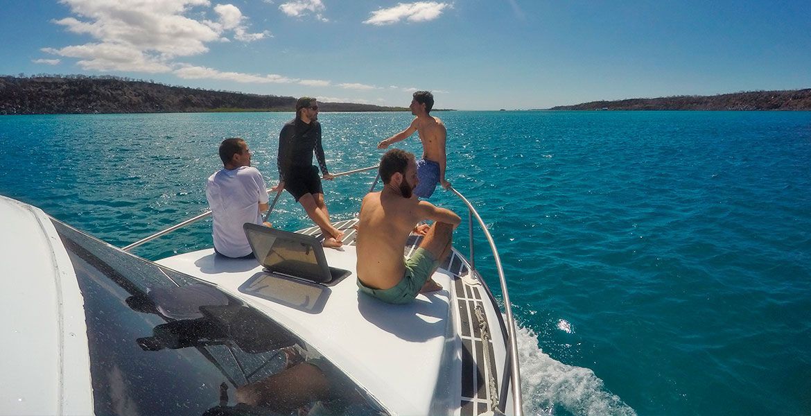 front of a boat in the ocean