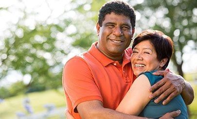 Couple hugging closely