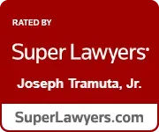 Super Lawyers rating badge for Joseph Tramuta, Jr. with a red background.