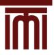 Dark red stylized letters TMI.