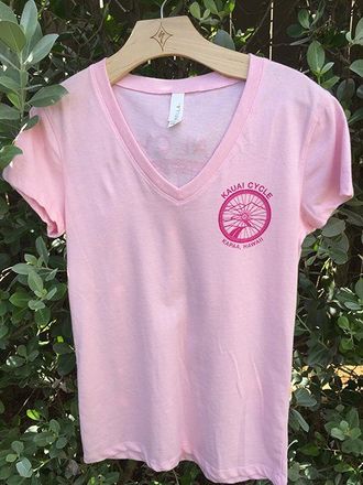 Women's Pink V-Neck - Kapaa, HI - Kauai Cycle