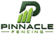 Pinnacle Fencing logo with stylized green and black letter P above the company name