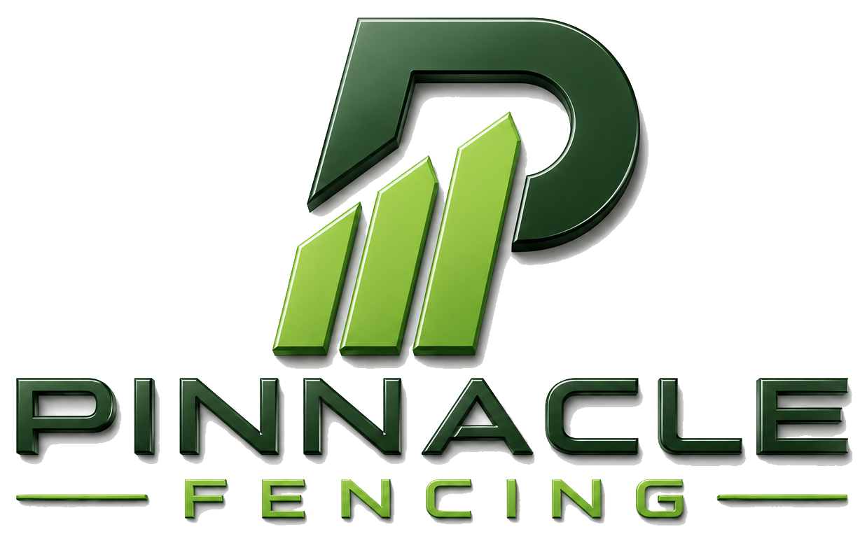 Pinnacle Fencing logo with stylized green and black letter P above the company name