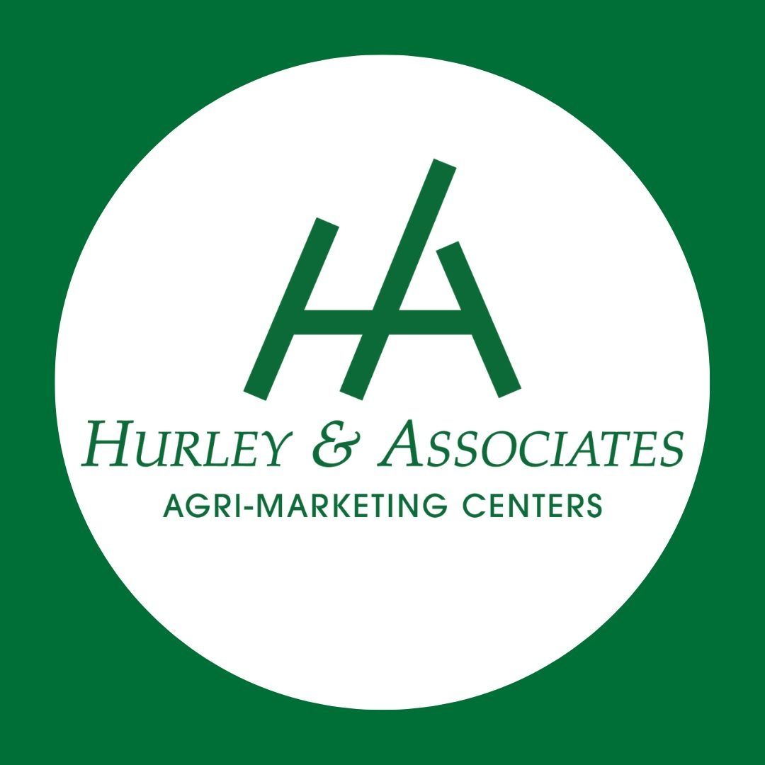 Logo for Hurley & Associates Agri-Marketing Centers, featuring a stylized green 