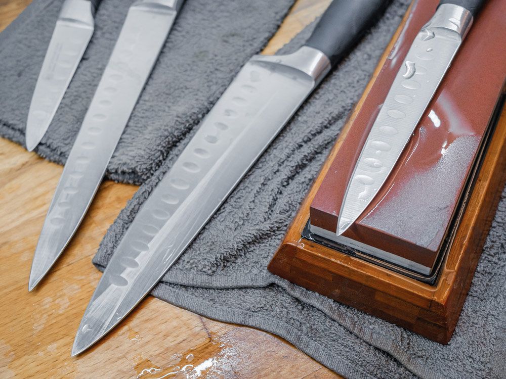 Kitchen Knife Lying on a Water Whetstone — Mobile Scissor Sharpening in Gympie, QLD