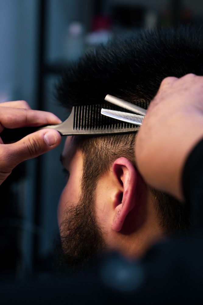 Barber Using Scissors And Comb — Mobile Scissor Sharpening in Sunshine Coast, QLD