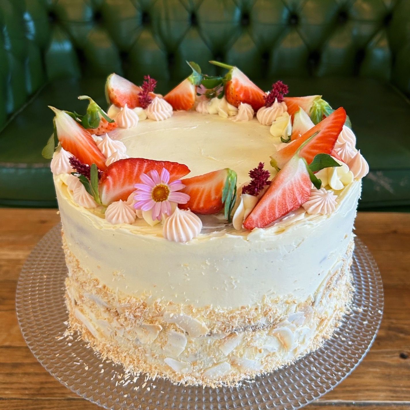Strawberry, white chocolate and coconut cake