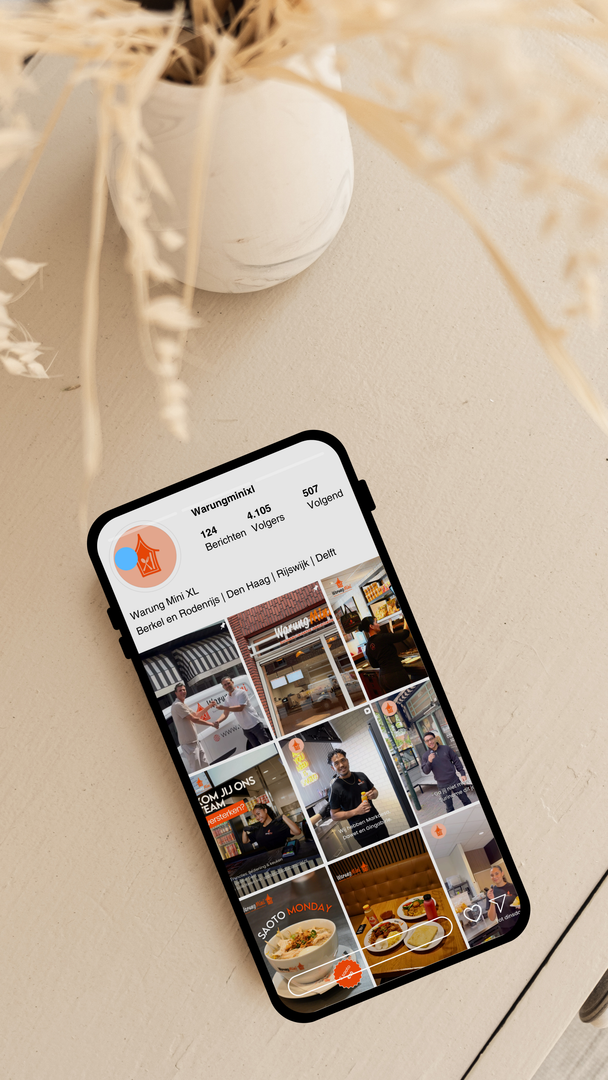 Smartphone showing a polished Instagram grid