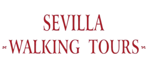 A logo for sevilla walking tours with a white background