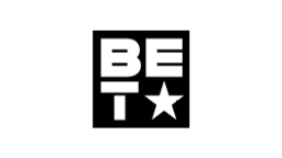 BET logo in a black square with white letters and a star.