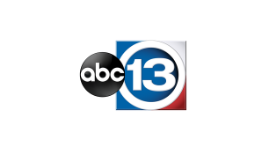 ABC13 news logo with black, white, blue, and red circular icon