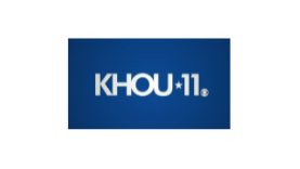 KHOU 11 logo in white on a blue rectangle