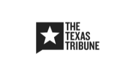 The Texas Tribune logo with a white star in a black speech bubble icon and text