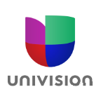 Univision logo with colorful shield icon above gray wordmark