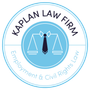 KAPLAN LAW FIRM logo with blue scales of justice and tie, labeled “Employment & Civil Rights Law”