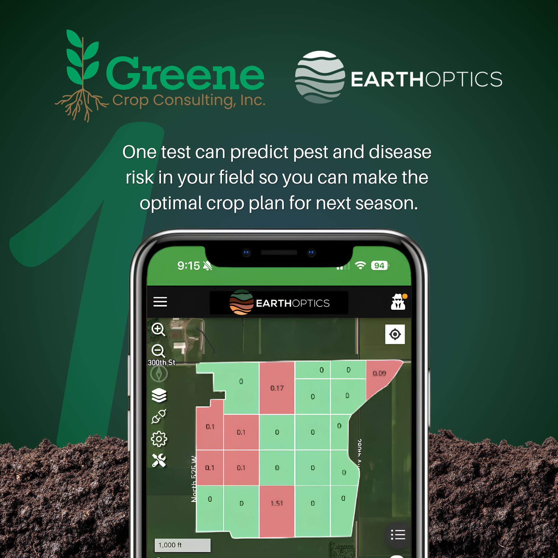Greene Crop Consulting offers EarthOptics TruBio test to predict pest and disease risk in your field